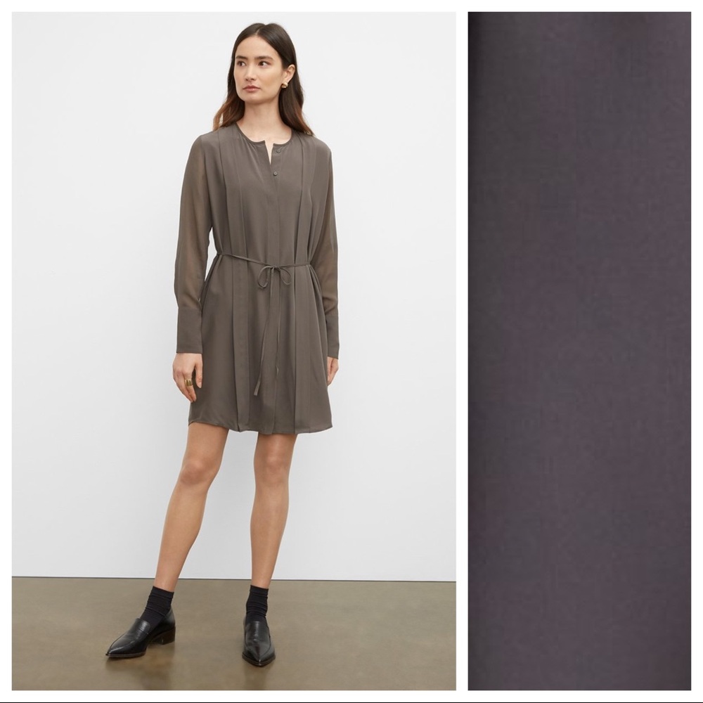 NWOT Club Monaco Gray Silk Mini Shirt A-Line Dress Size 4